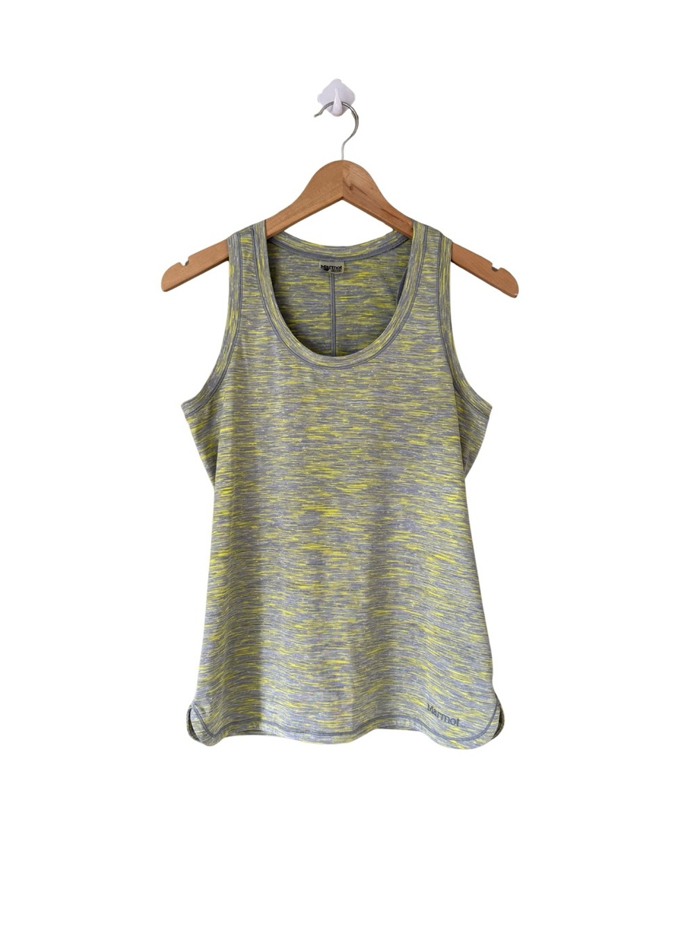 Marmot - Uptrail Heathered Grey and Neon Yellow Racerback Tank Size Small
